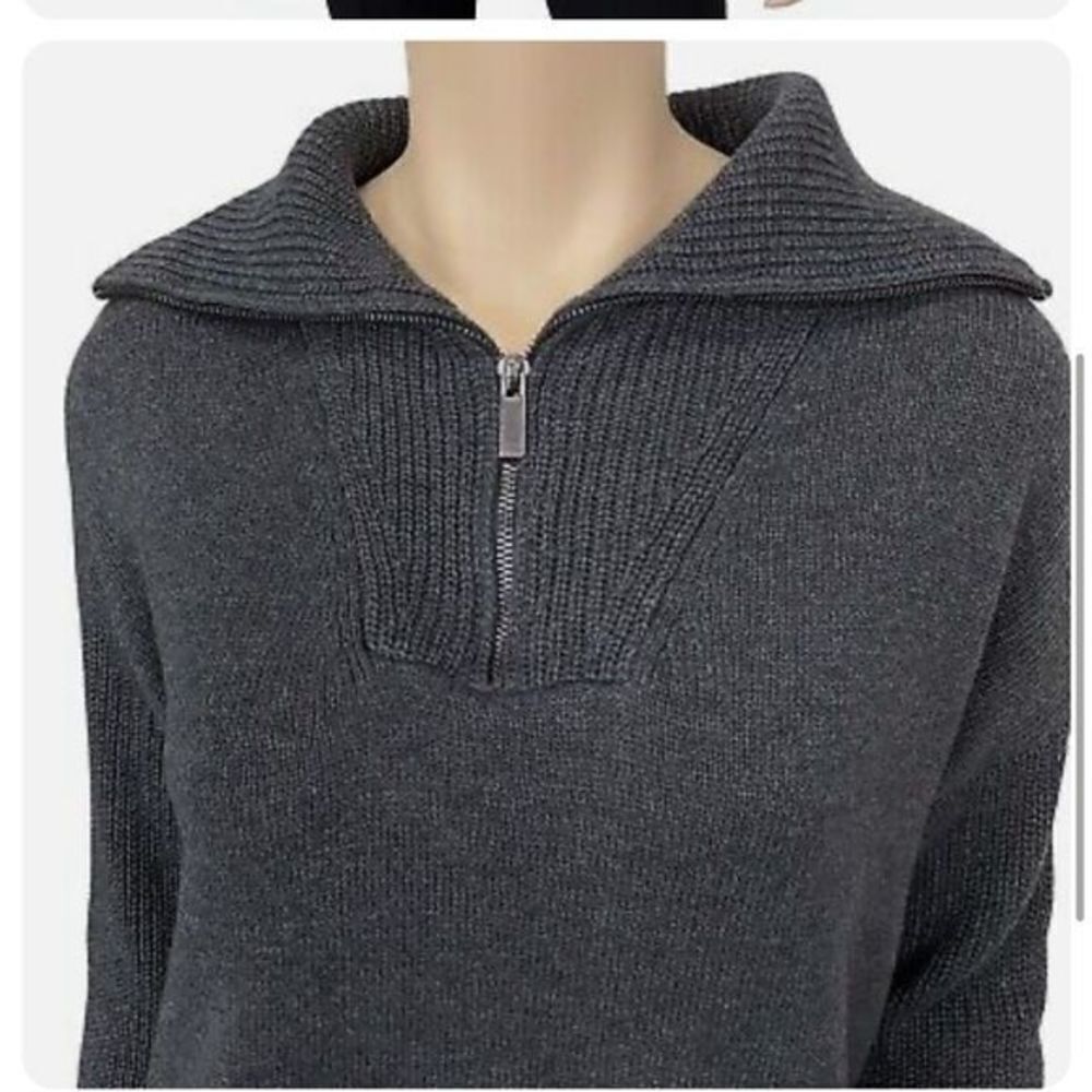 Rachel Zoe Quarter‎ Zip Ribbed Knit Sweater Size Medium - Picture 2 of 5